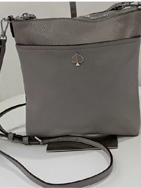 Kate Spade Grey Pebbled Leather Crossbody Bag-